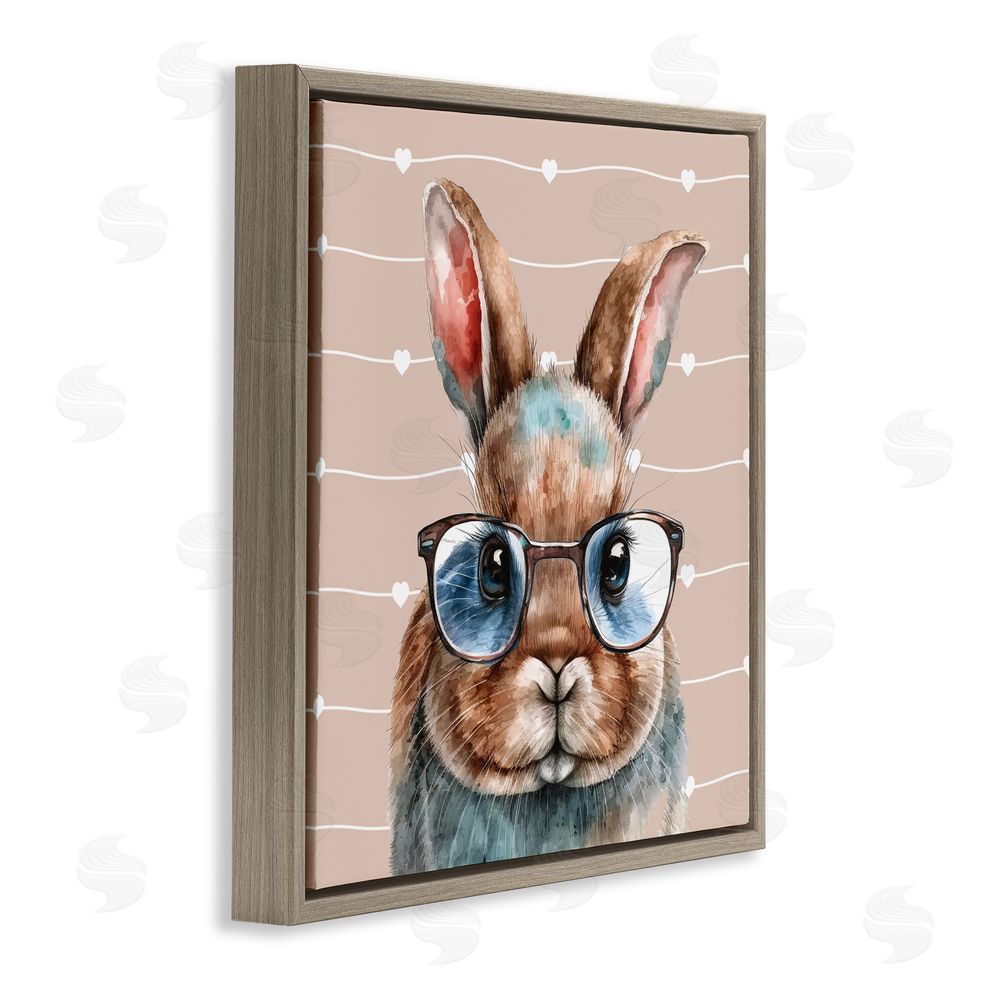 Yvonne Coleman Burney Buster Rabbit with Specs Brown Floating Frame Canvas Wall Art Print