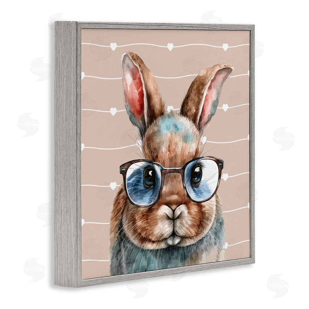 Yvonne Coleman Burney Buster Rabbit with Specs Gray Framed Giclee Wall Art Print