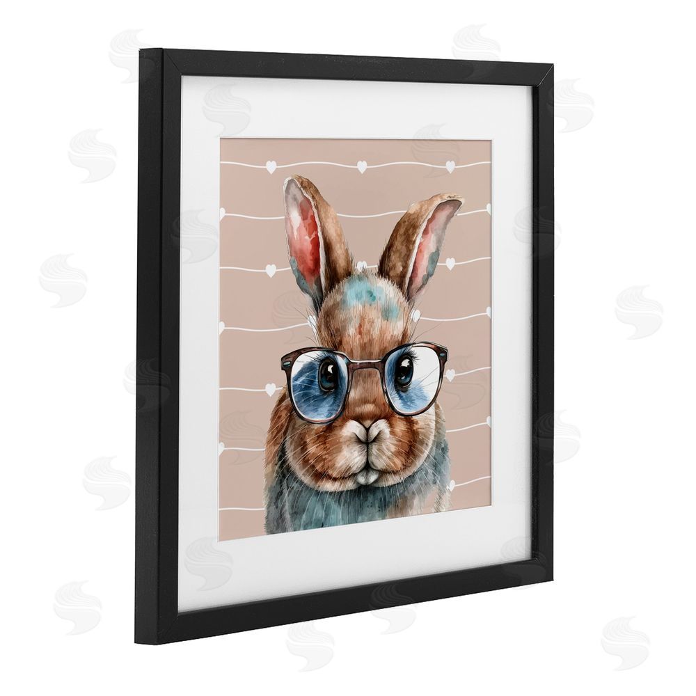 Yvonne Coleman Burney Buster Rabbit with Specs Black Framed Print Under Glass Wall Art