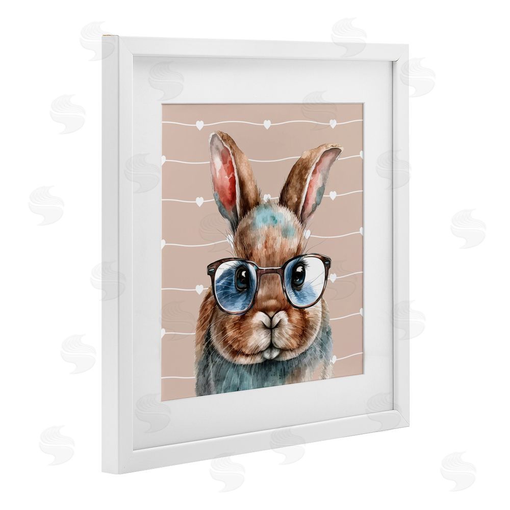 Yvonne Coleman Burney Buster Rabbit with Specs White Framed Print Under Glass Wall Art