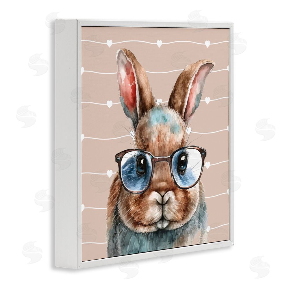 Yvonne Coleman Burney Buster Rabbit with Specs White Framed Giclee Wall Art Print