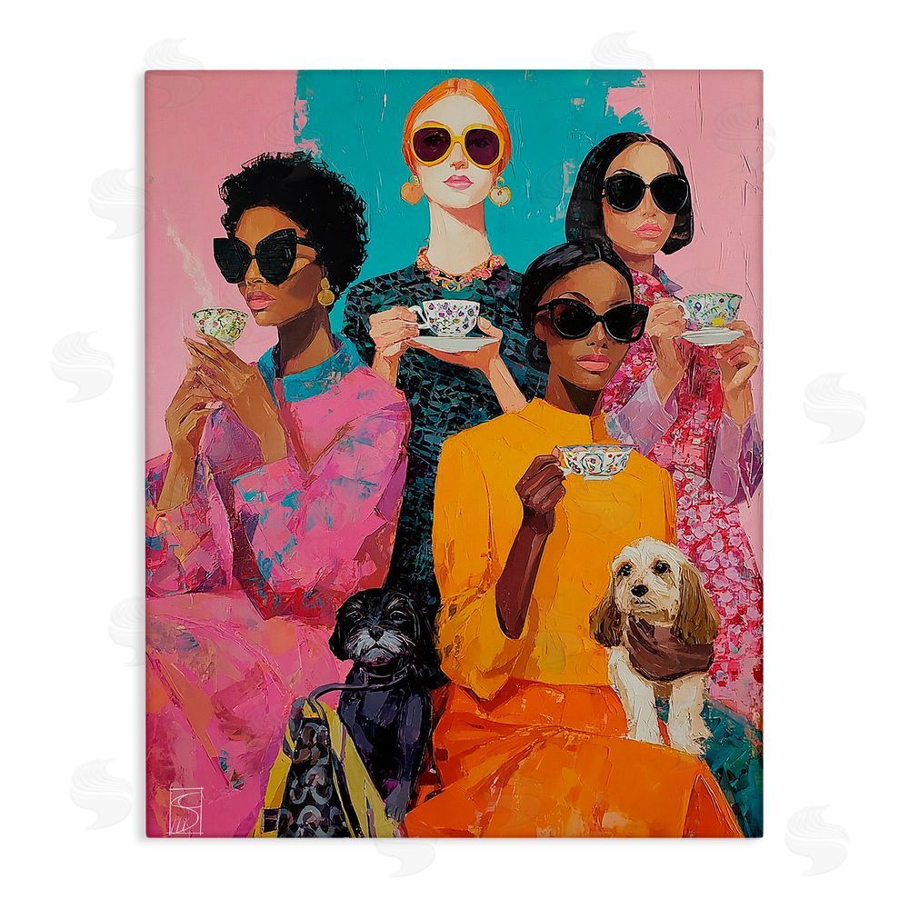 Sara Culpepper Bold And Saucy Tea Party Stretched Canvas Wall Art Print