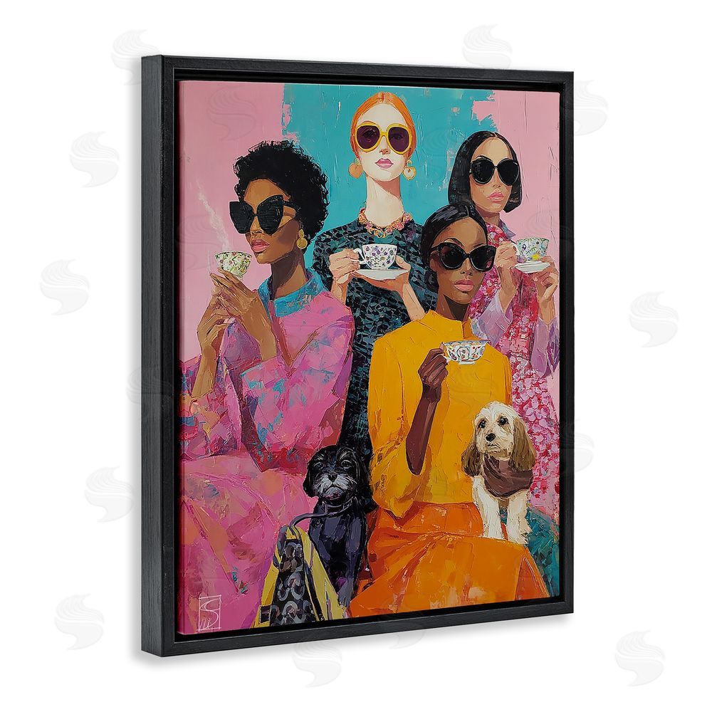 Sara Culpepper Bold And Saucy Tea Party Black Floating Frame Canvas Wall Art Print
