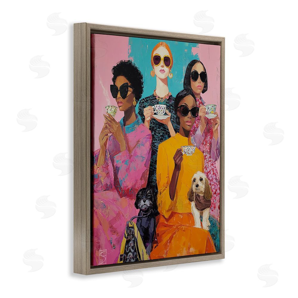 Sara Culpepper Bold And Saucy Tea Party Brown Floating Frame Canvas Wall Art Print