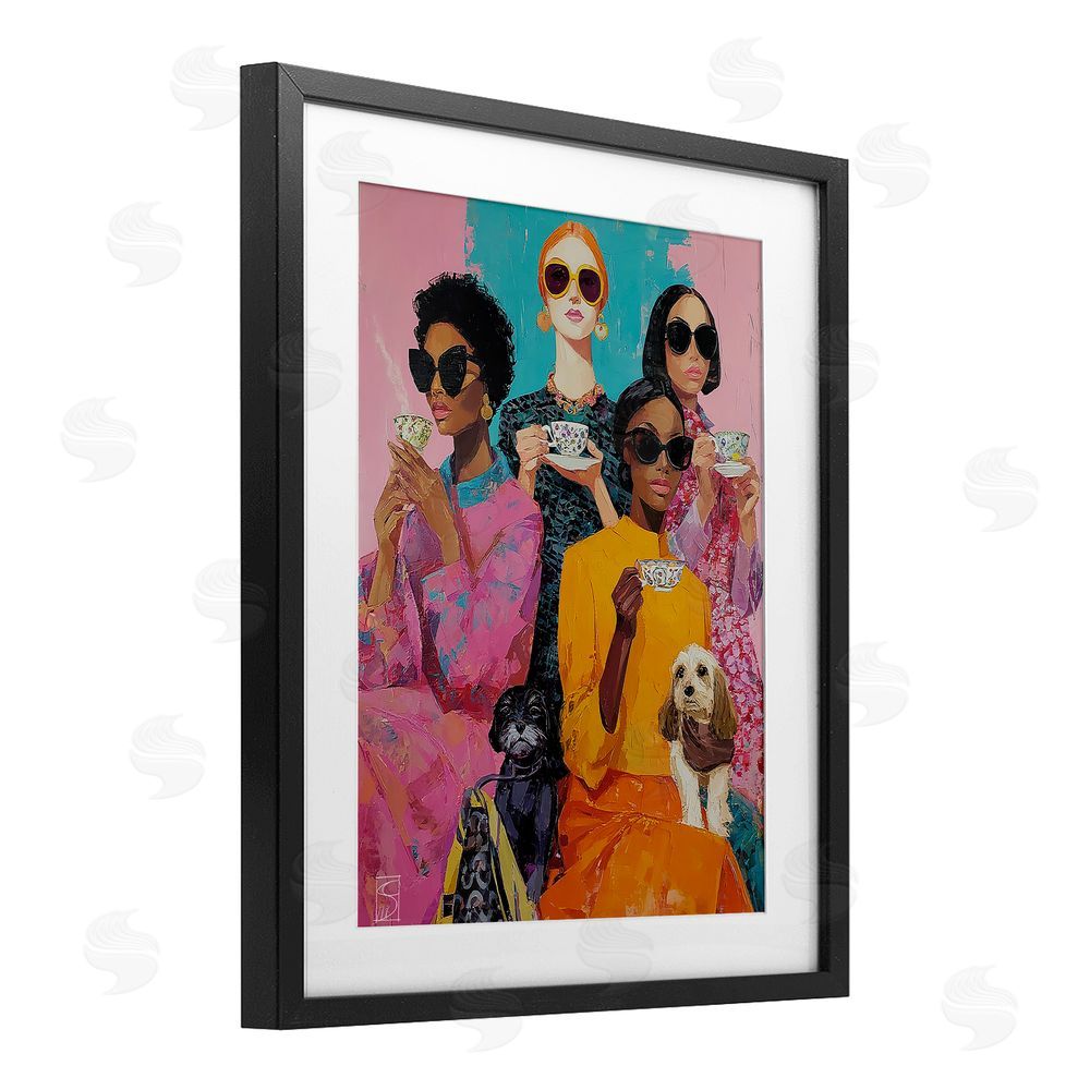 Sara Culpepper Bold And Saucy Tea Party Black Framed Print Under Glass Wall Art