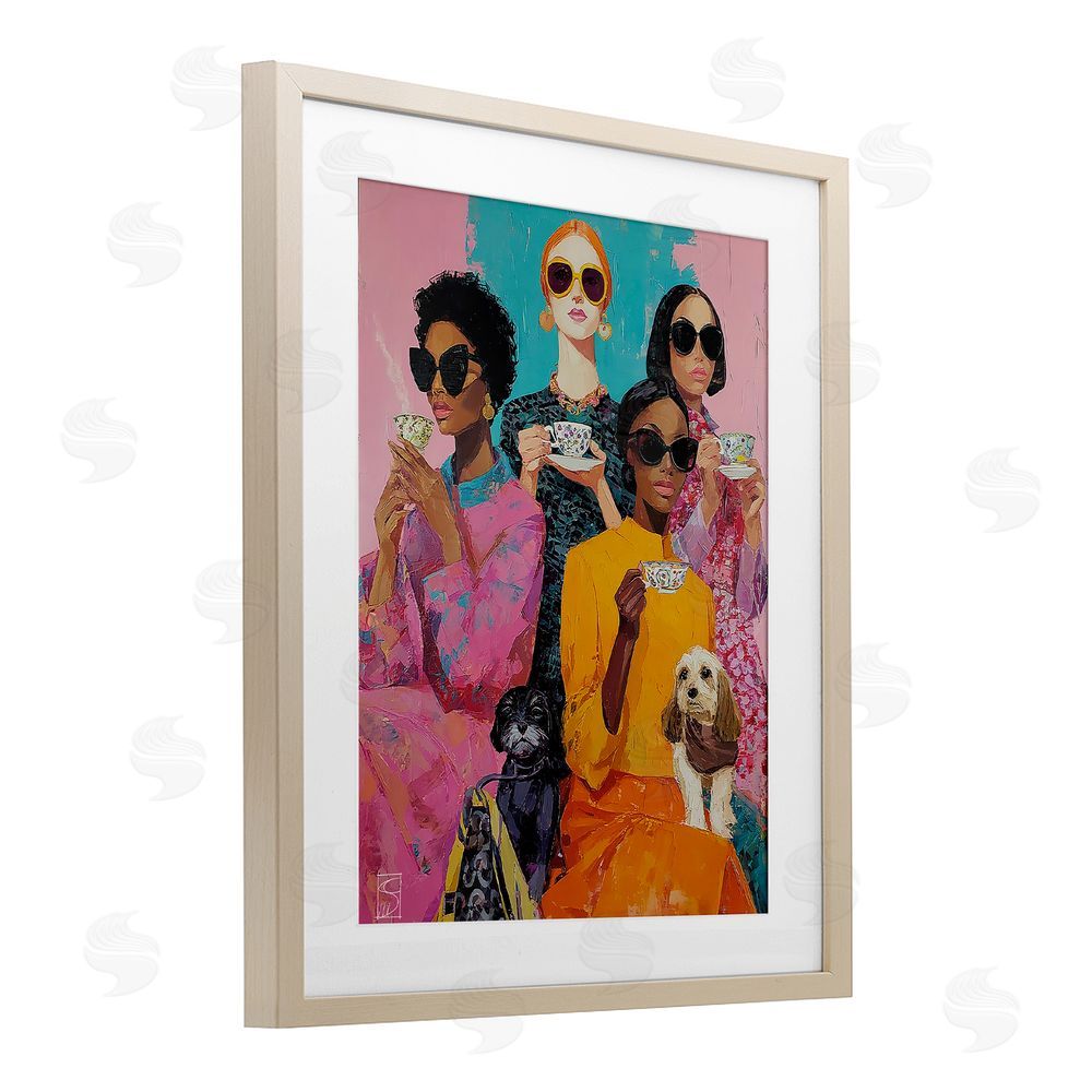 Sara Culpepper Bold And Saucy Tea Party Brown Framed Print Under Glass Wall Art
