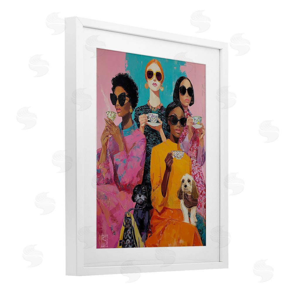 Sara Culpepper Bold And Saucy Tea Party White Framed Print Under Glass Wall Art