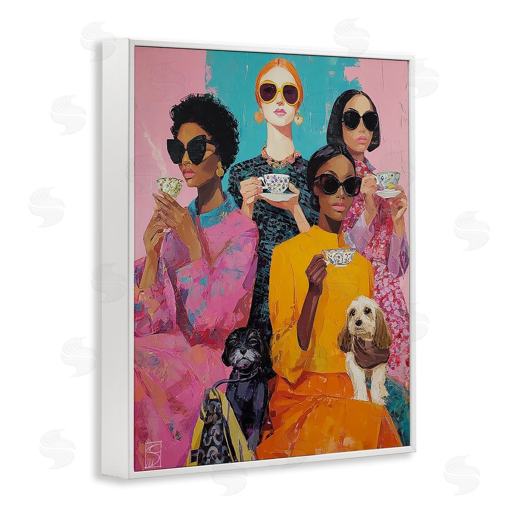 Sara Culpepper Bold And Saucy Tea Party White Framed Giclee Wall Art Print