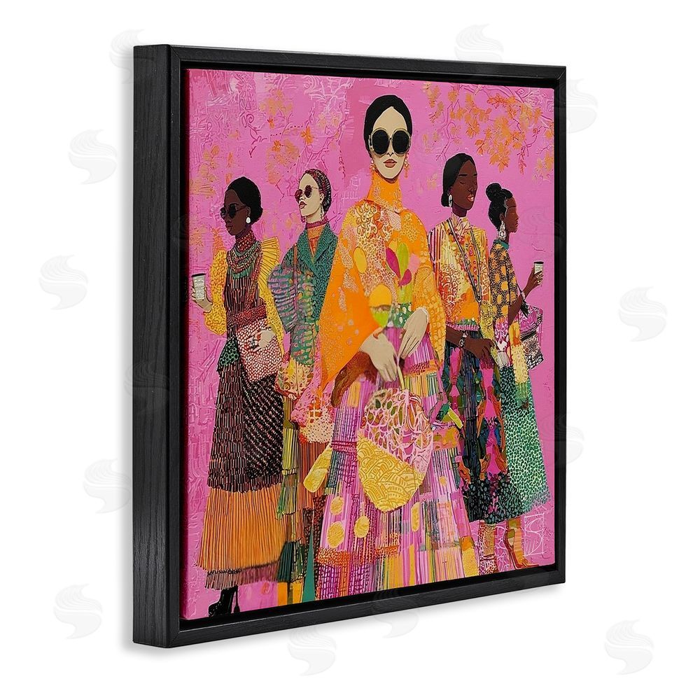 Sara Culpepper Bold And Saucy Ensemble Black Floating Frame Canvas Wall Art Print