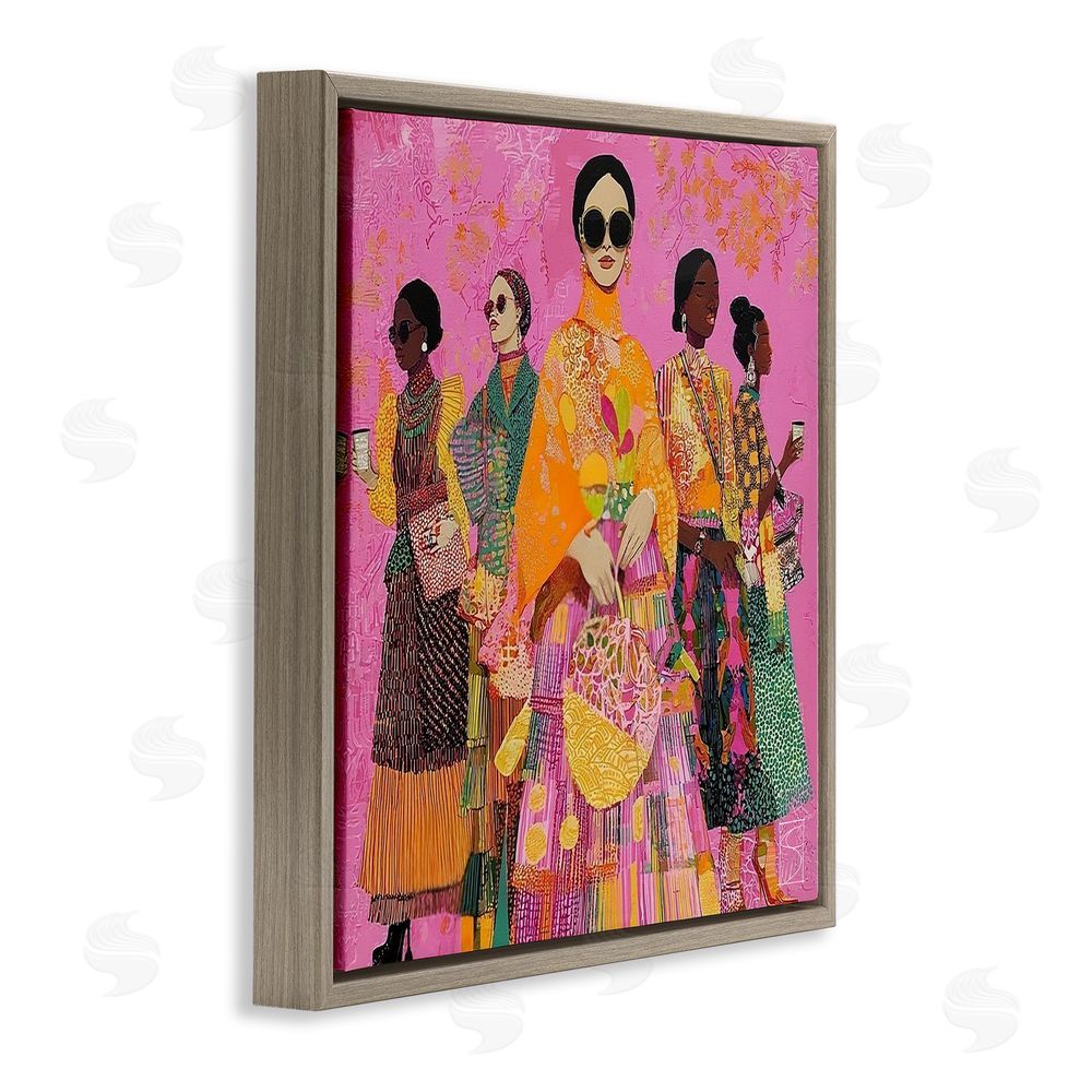 Sara Culpepper Bold And Saucy Ensemble Brown Floating Frame Canvas Wall Art Print