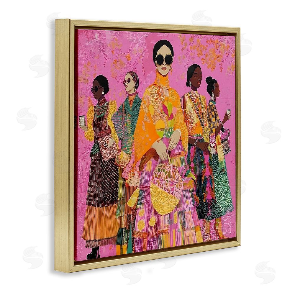 Sara Culpepper Bold And Saucy Ensemble Gold Floating Frame Canvas Wall Art Print