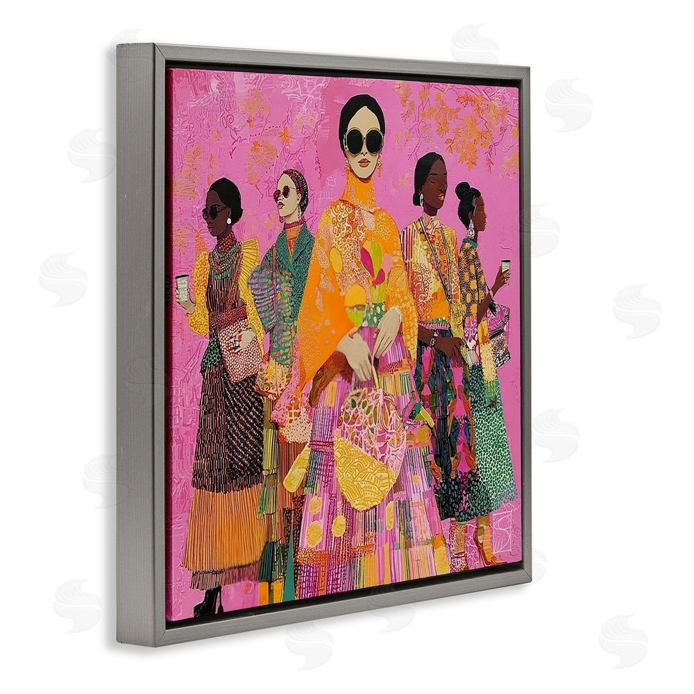 Sara Culpepper Bold And Saucy Ensemble Gray Floating Frame Canvas Wall Art Print
