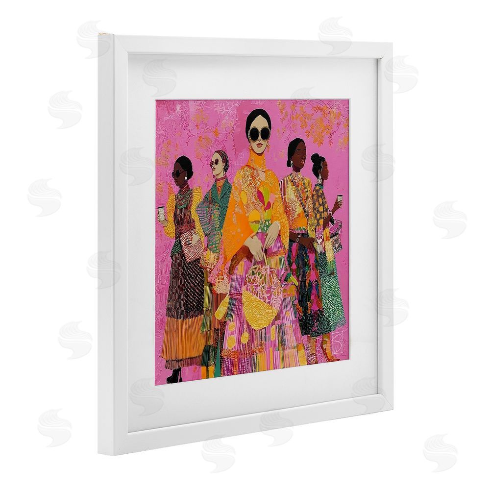 Sara Culpepper Bold And Saucy Ensemble White Framed Print Under Glass Wall Art