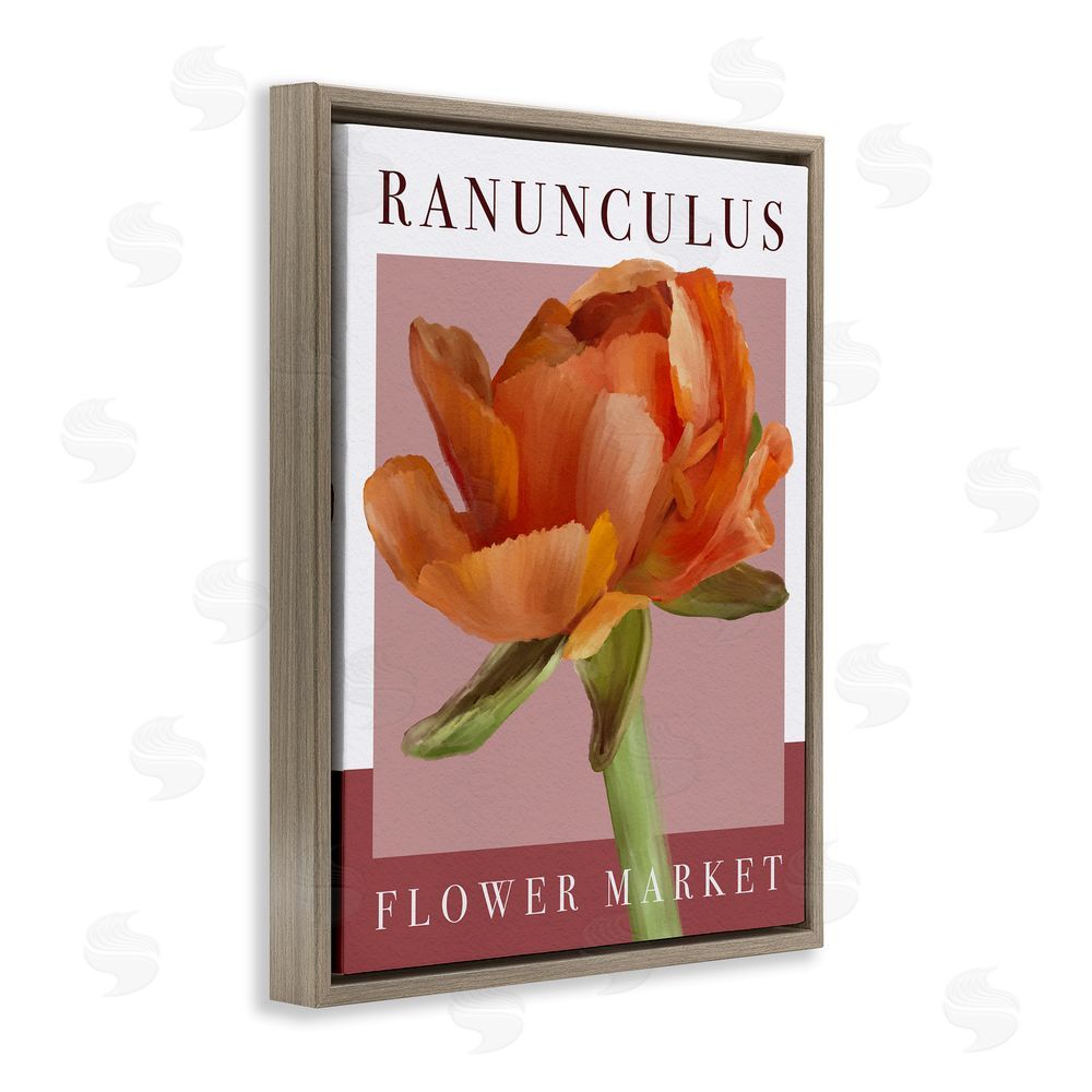 Jennifer Stith Ranunculus Flower Market Brown Floating Frame Canvas Wall Art Print