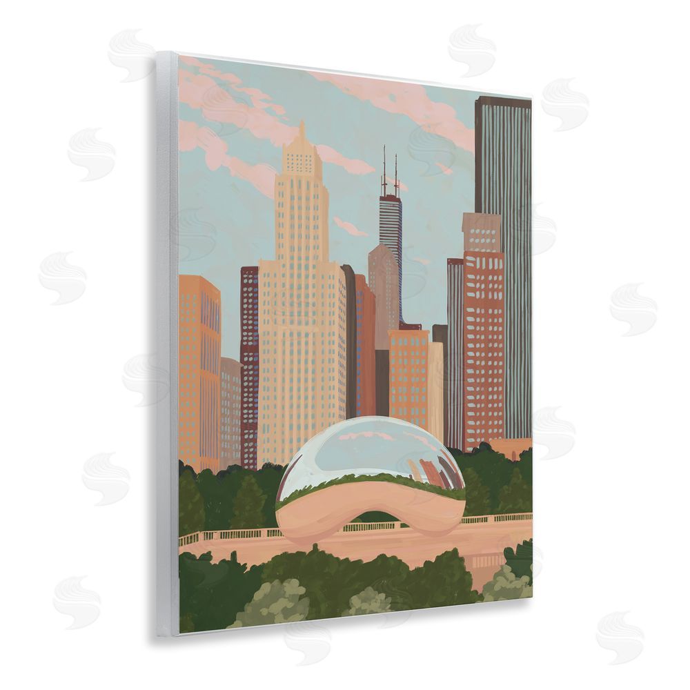 Veronica Lara Chicago Bean Cityscape Wooden Wall Plaque Art Print