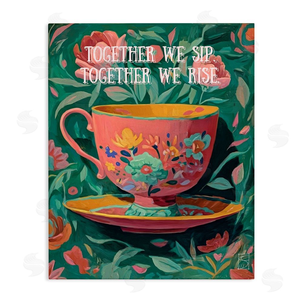 Sara Culpepper Together We Sip & Rise Stretched Canvas Wall Art Print