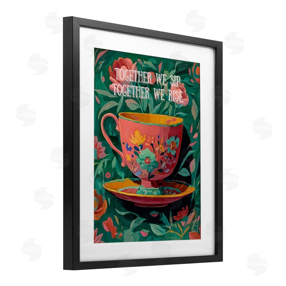 Sara Culpepper Together We Sip & Rise Black Framed Print Under Glass Wall Art