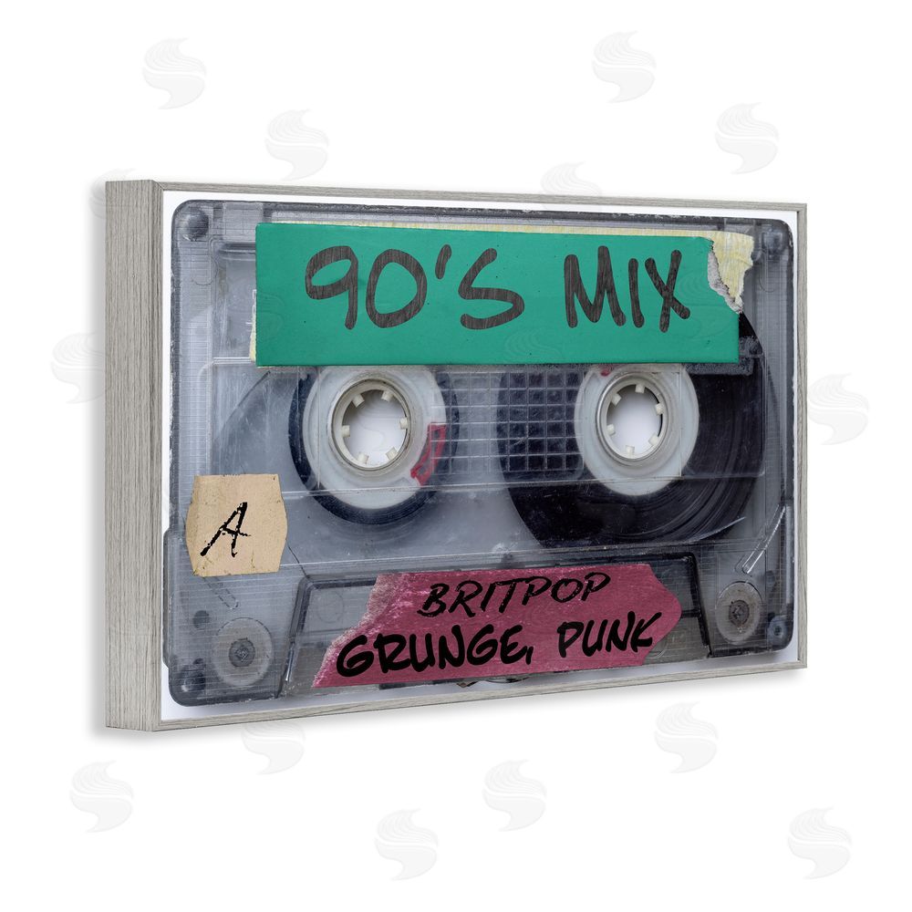 Annabelle Hall Retro 90s Mix Cassette Gray Framed Giclee Wall Art Print