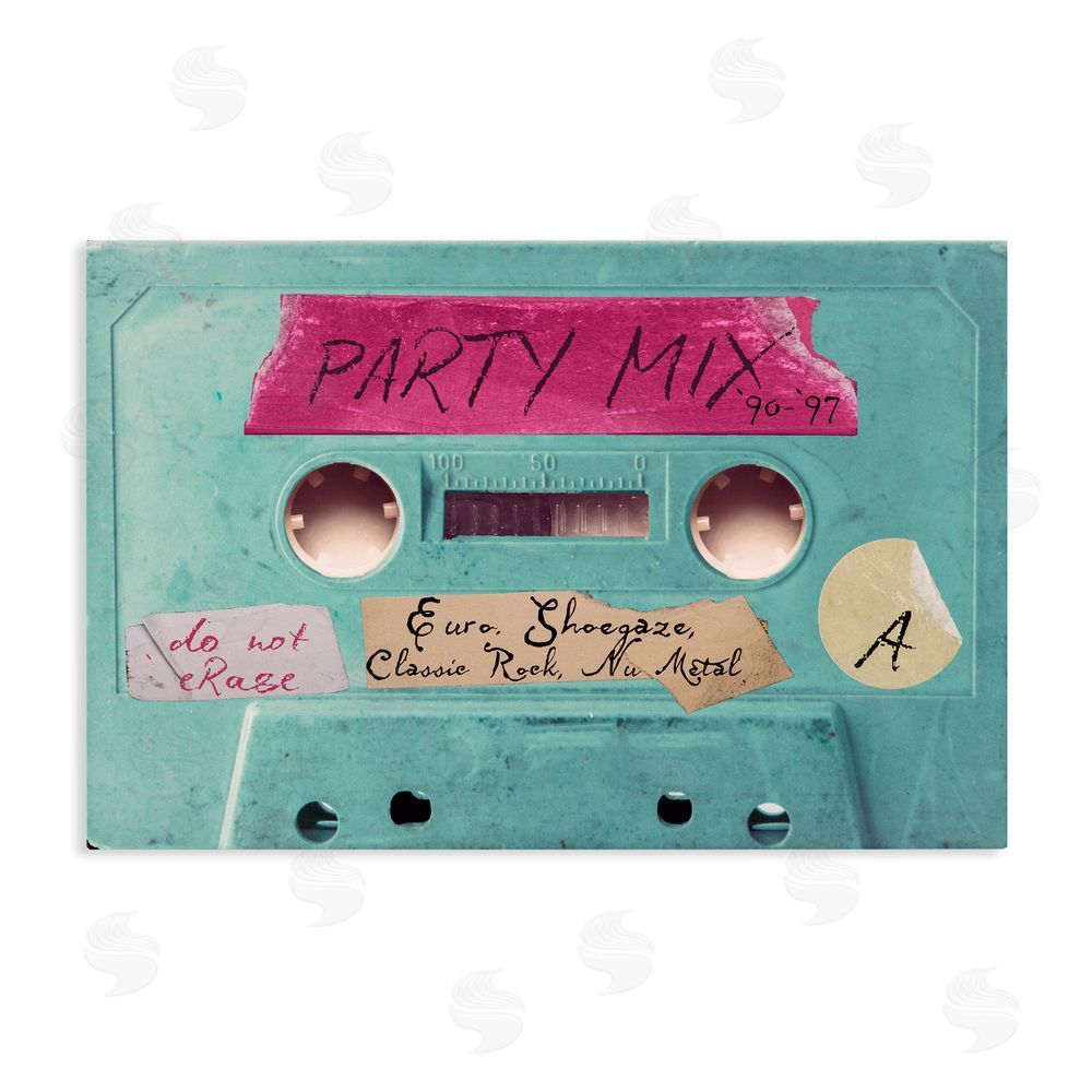 Annabelle Hall Retro Party Mix Cassette Stretched Canvas Wall Art