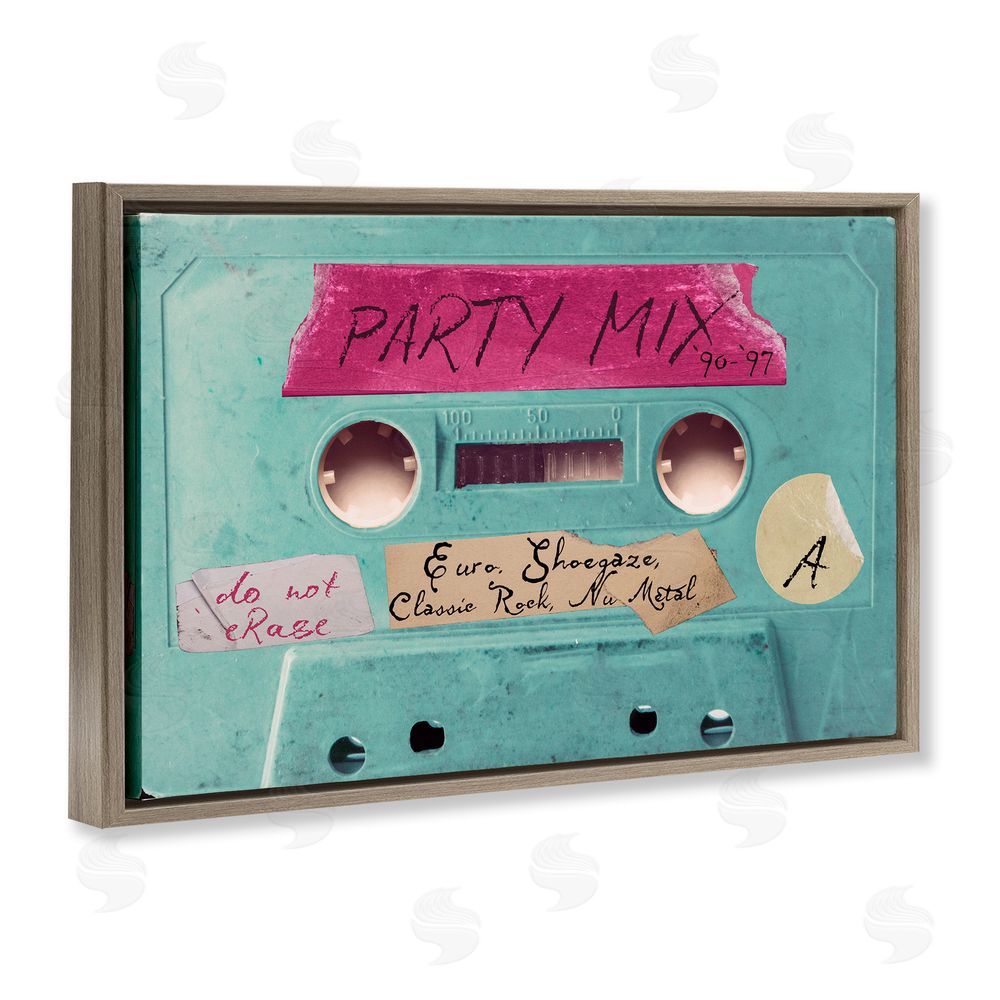 Annabelle Hall Retro Party Mix Cassette Brown Floating Frame Canvas Wall Art Print