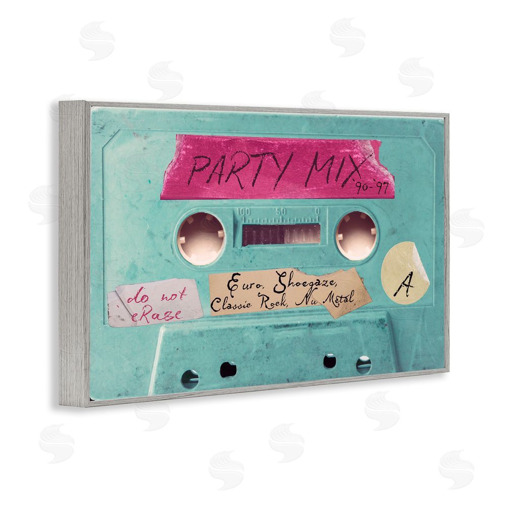 Annabelle Hall Retro Party Mix Cassette Gray Framed Giclee Wall Art Print