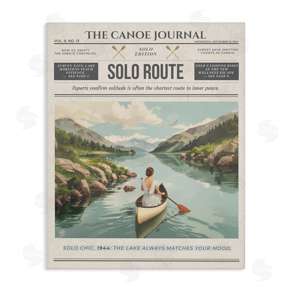 A Barefoot Stylist Canoe Journal Newspaper Stretched Canvas Wall Art