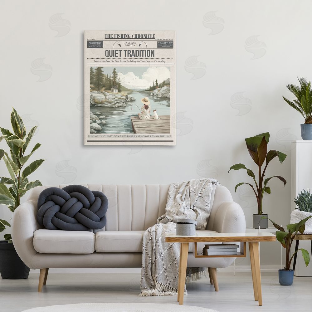 A Barefoot Stylist Fishing Chronicle Magazine Stretched Canvas Wall Art in Room