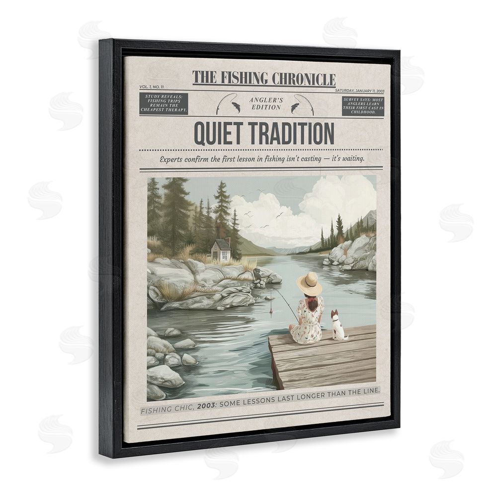 A Barefoot Stylist Fishing Chronicle Magazine Black Floating Frame Canvas Wall Art Print