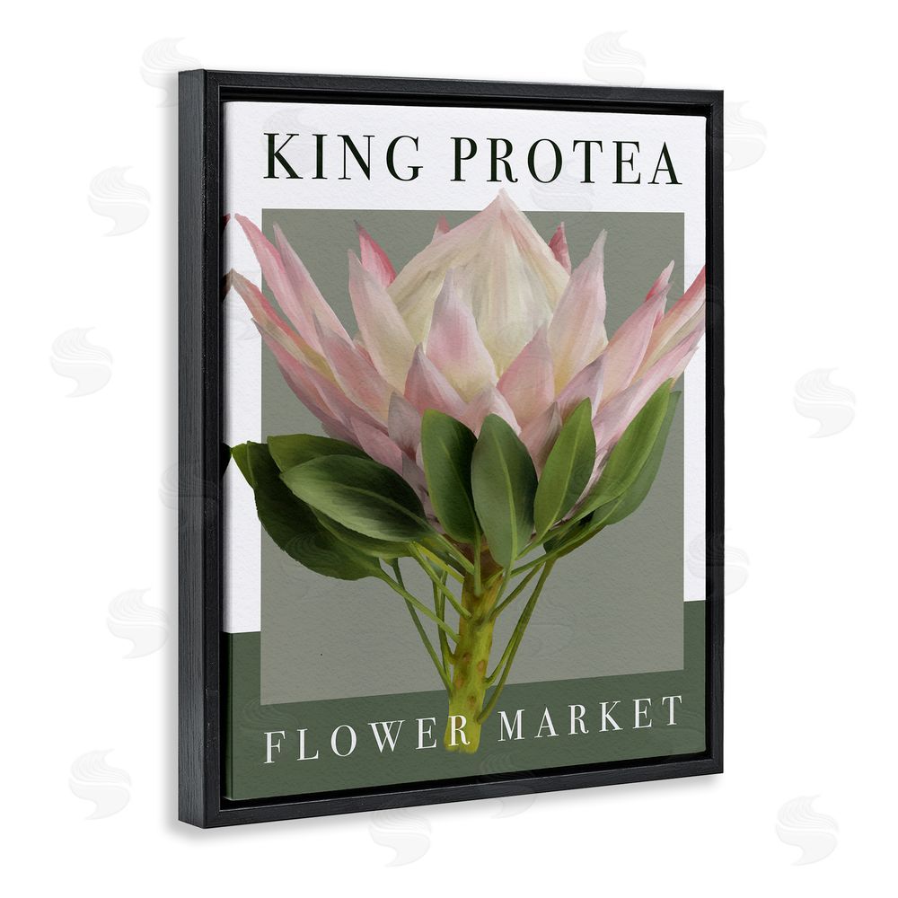 Jennifer Stith King Protea Flower Market Black Floating Frame Canvas Wall Art Print
