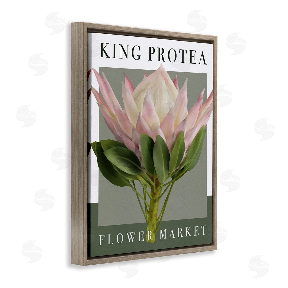 Jennifer Stith King Protea Flower Market Brown Floating Frame Canvas Wall Art Print