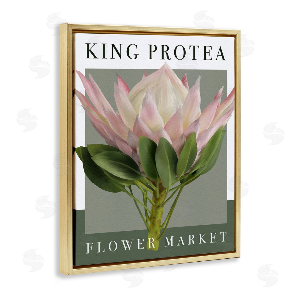 Jennifer Stith King Protea Flower Market Gold Floating Frame Canvas Wall Art Print