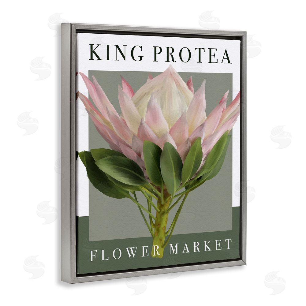 Jennifer Stith King Protea Flower Market Gray Floating Frame Canvas Wall Art Print