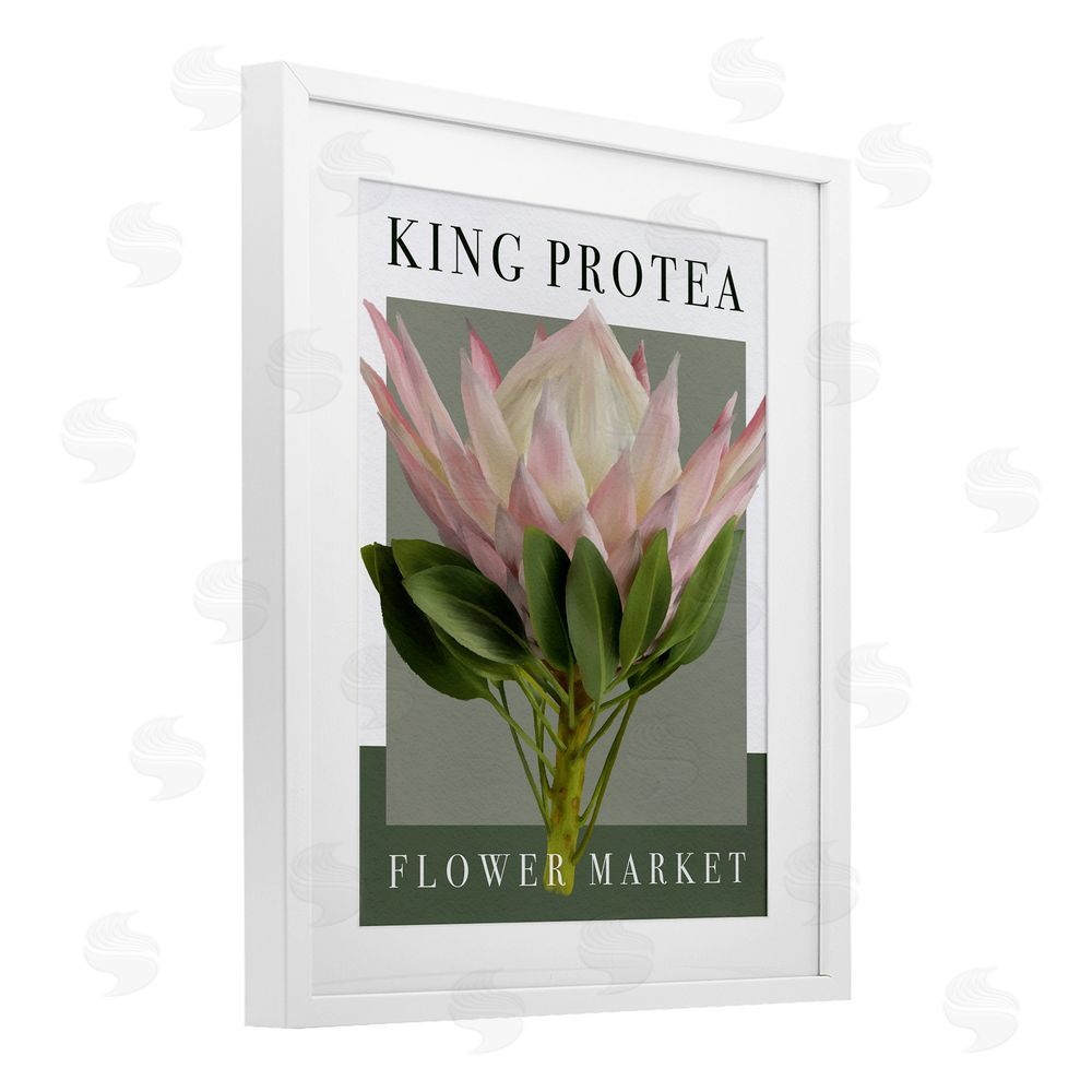 Jennifer Stith King Protea Flower Market White Framed Print Under Glass Wall Art