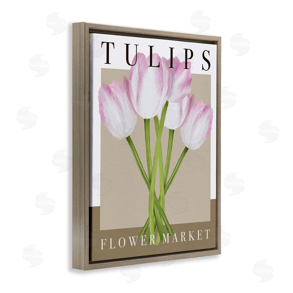 Jennifer Stith Tulips Flower Market Brown Floating Frame Canvas Wall Art Print