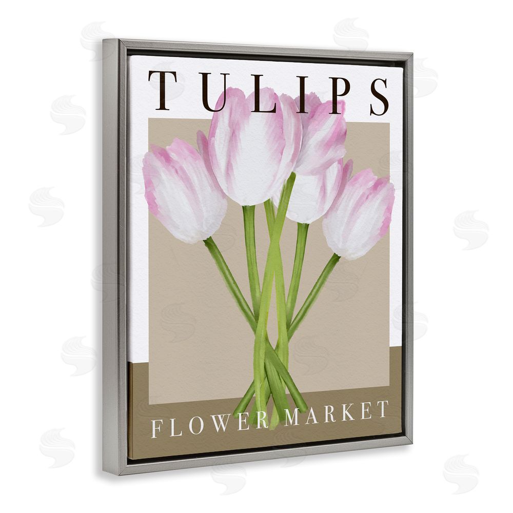 Jennifer Stith Tulips Flower Market Gray Floating Frame Canvas Wall Art Print