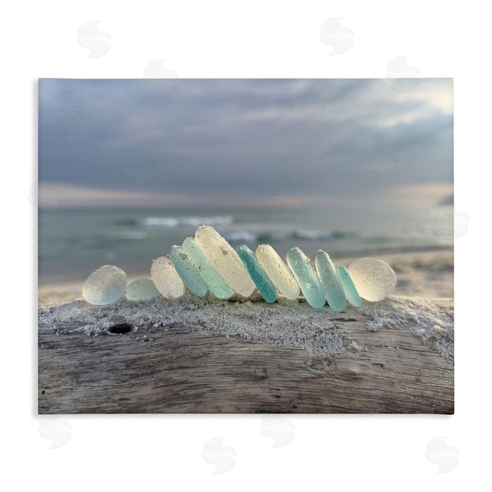 LMarie Allen Sea Glass On Driftwood Stretched Canvas Wall Art Print