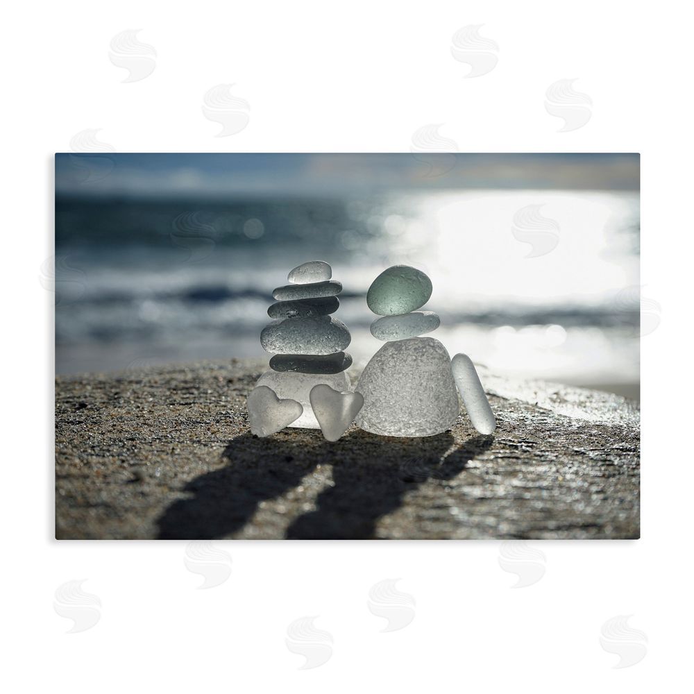 LMarie Allen Zen Sea Glass Hearts Stretched Canvas Wall Art Print