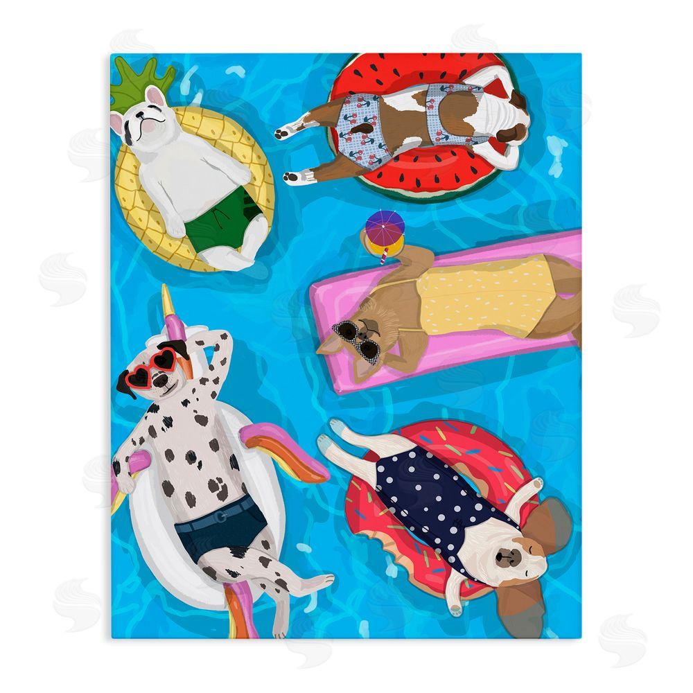 Hanna Melin Summer Sunbathing Dogs Stretched Canvas Wall Art