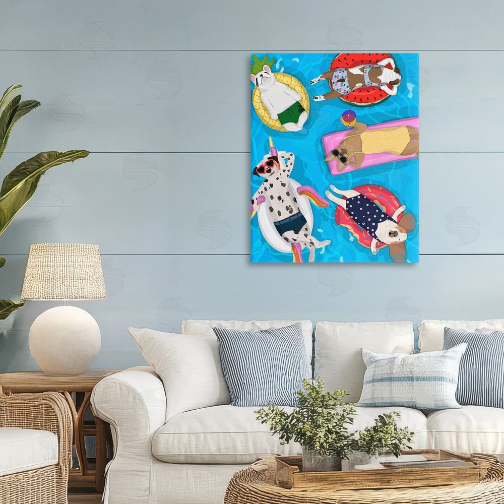Hanna Melin Summer Sunbathing Dogs Stretched Canvas Wall Art in Room