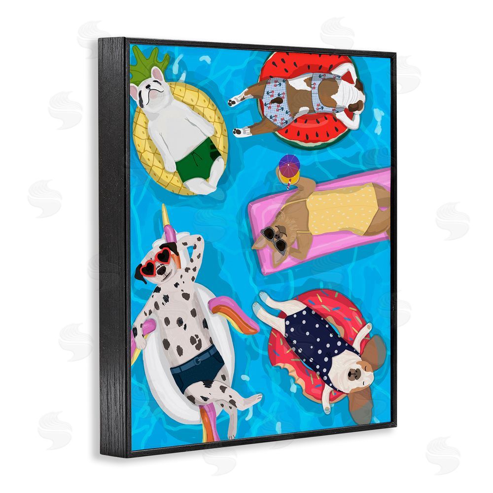 Hanna Melin Summer Sunbathing Dogs Black Framed Giclee Wall Art Print
