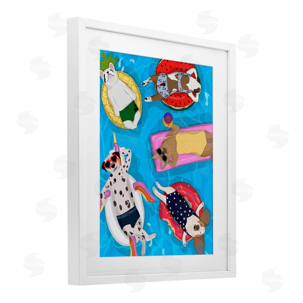 Hanna Melin Summer Sunbathing Dogs White Framed Print Under Glass Wall Art