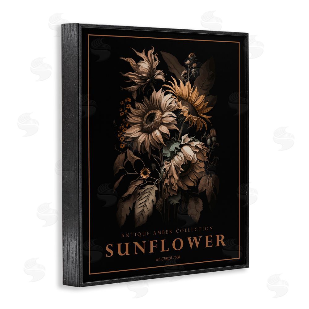 Christopher Giampietro Antique Sunflower Bushel Black Framed Giclee Wall Art Print
