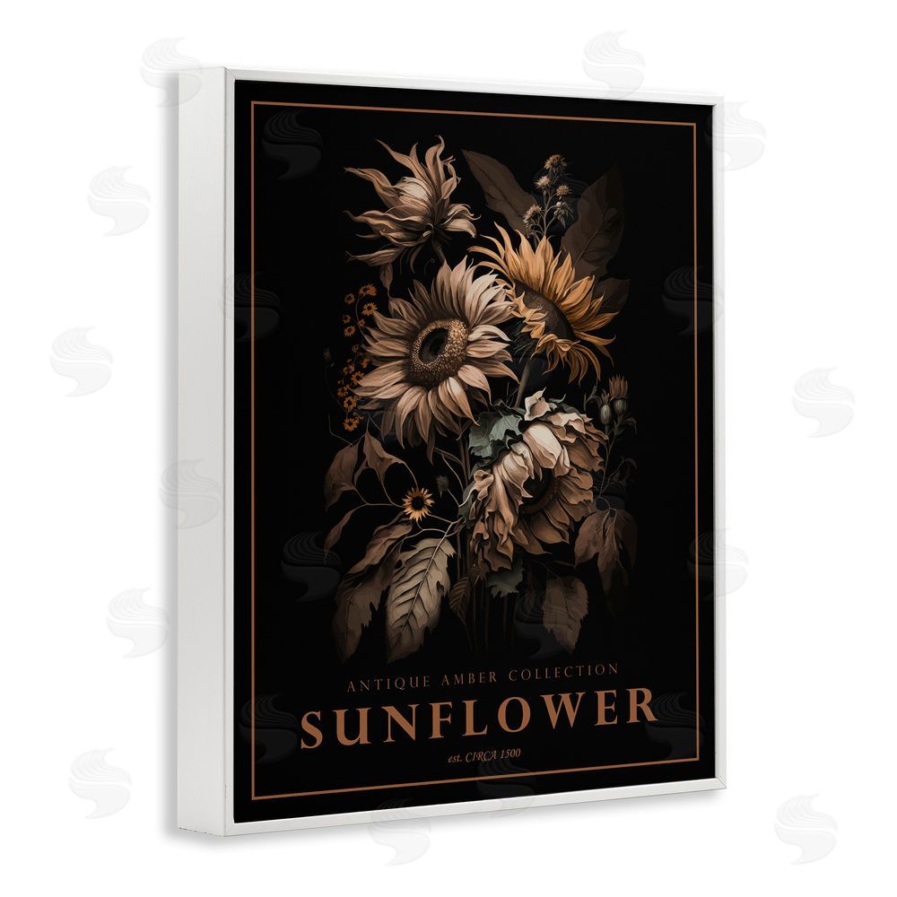 Christopher Giampietro Antique Sunflower Bushel White Framed Giclee Wall Art Print