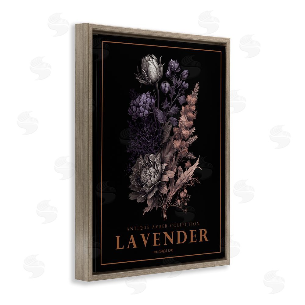 Christopher Giampietro Antique Lavender Bushel Brown Floating Frame Canvas Wall Art Print
