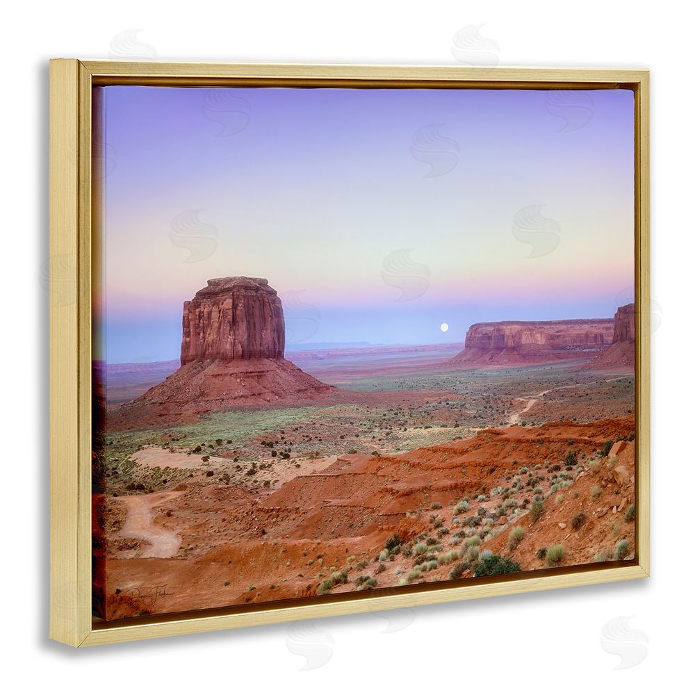 Dennis Frates Moonrise Over Monument Valley Gold Floating Frame Canvas Wall Art Print