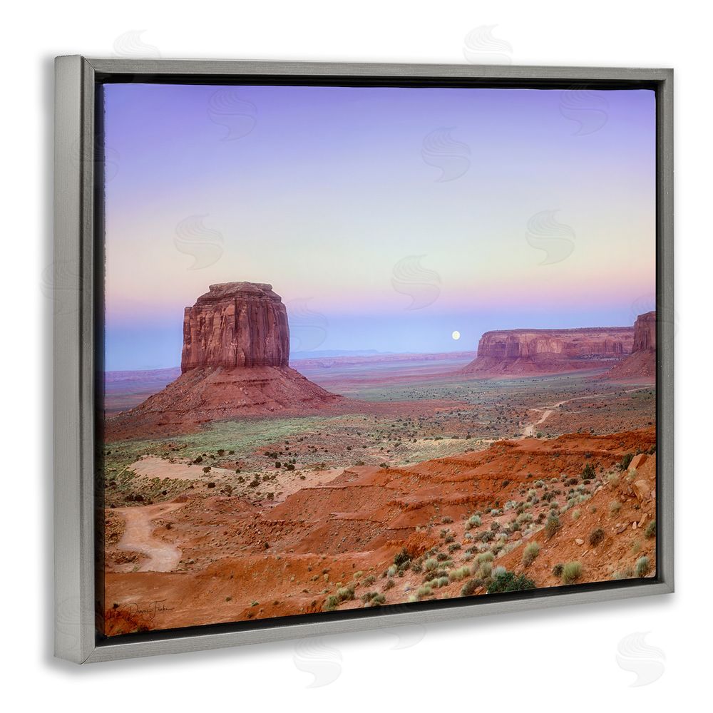 Dennis Frates Moonrise Over Monument Valley Gray Floating Frame Canvas Wall Art Print
