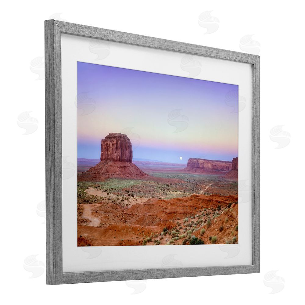 Dennis Frates Moonrise Over Monument Valley Gray Framed Print Under Glass Wall Art
