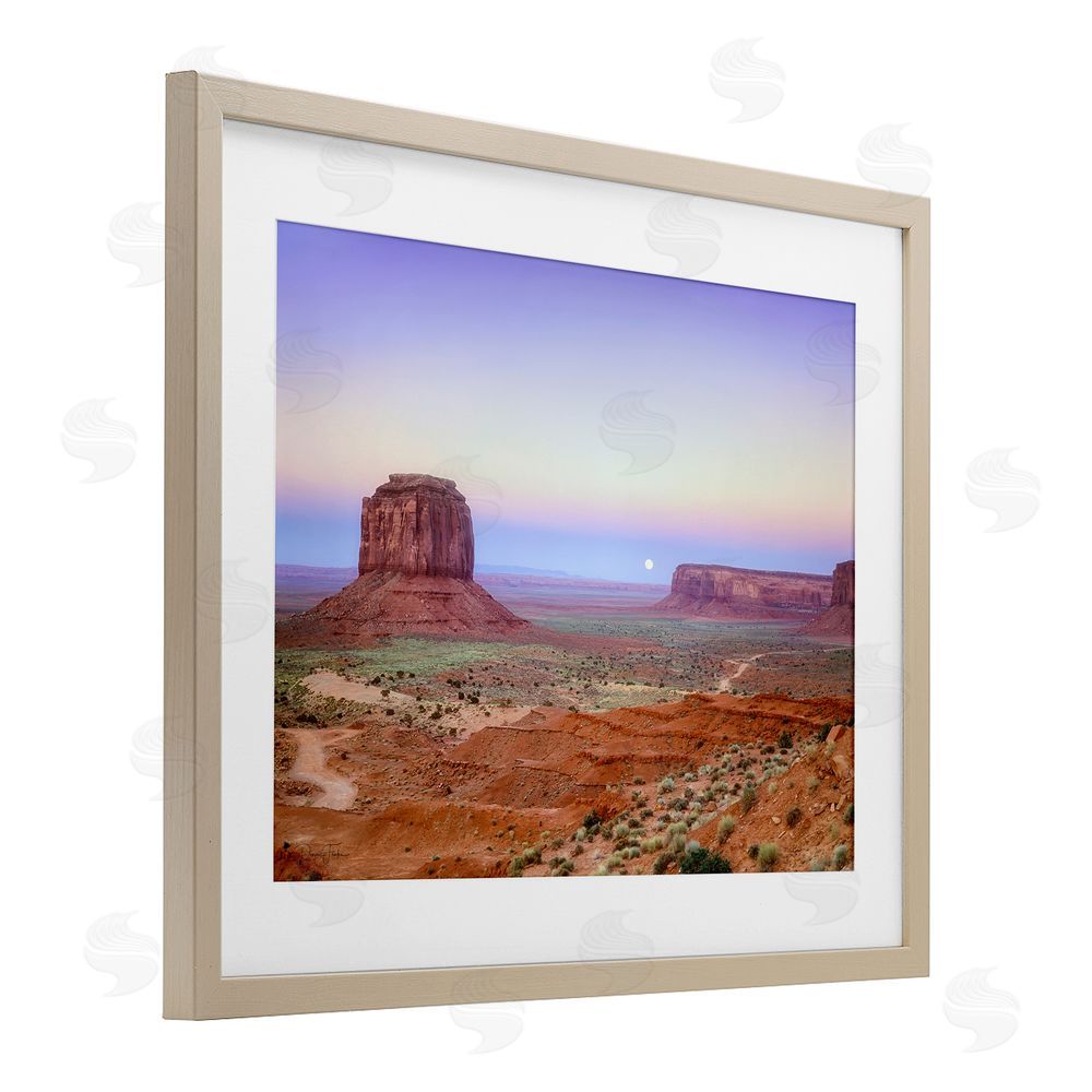 Dennis Frates Moonrise Over Monument Valley Brown Framed Print Under Glass Wall Art