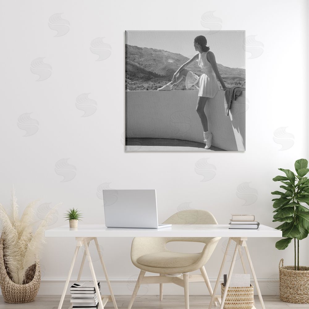 Toni Frissell Woman In Tennis Outfit Stretched Canvas Wall Art in Room
