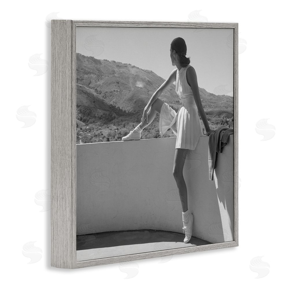 Toni Frissell Woman In Tennis Outfit Gray Framed Giclee Wall Art Print